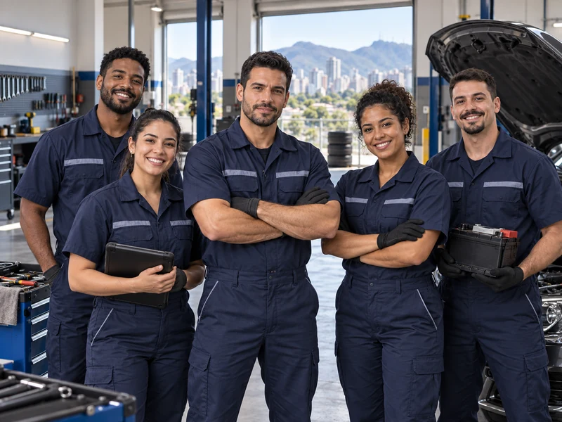 Equipe de especialistas em baterias pronta para atender