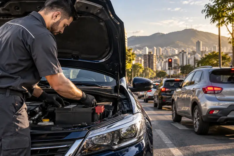 Veículo moderno com bateria Start-Stop pronta para uso