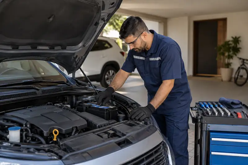Bateria automotiva para entrega e instalação em garagem residencial