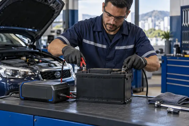 Recarga de bateria automotiva com carregador inteligente