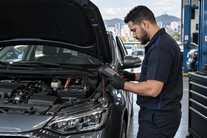 Análise do sistema de carga de carro em oficina profissional
